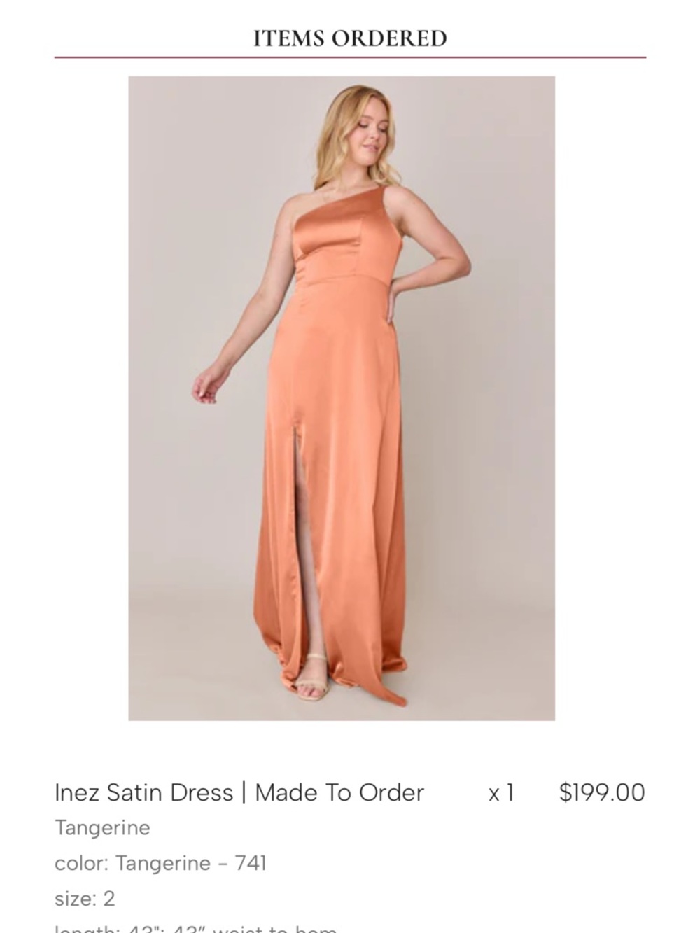 Revelry One-Shoulder Satin Gown in Tangerine